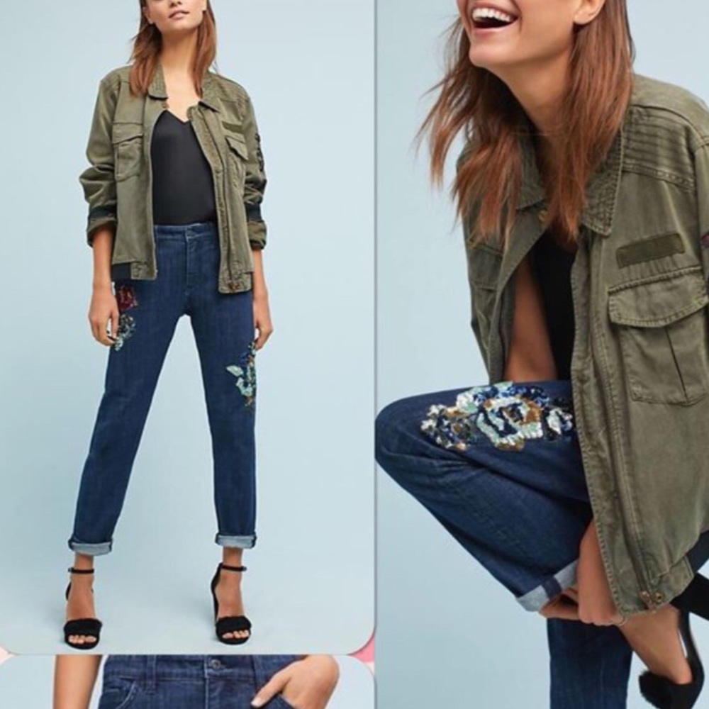 NWT Anthropologie Slim Sequin Boyfriend Jeans 26
